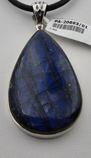 INDIA GEMS Labradorite/Sterling Silver Teardrop 2.75"Statement Pendant