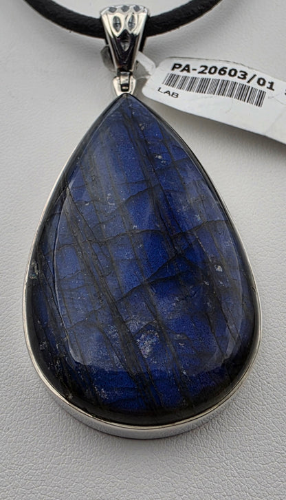 INDIA GEMS Labradorite/Sterling Silver Teardrop 2.75"Statement Pendant