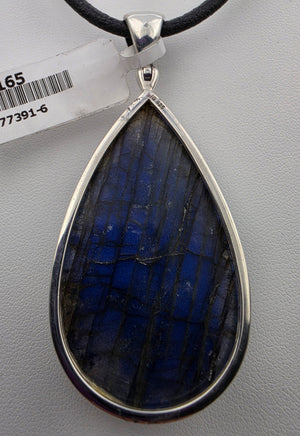 INDIA GEMS Labradorite/Sterling Silver Teardrop 2.75"Statement Pendant