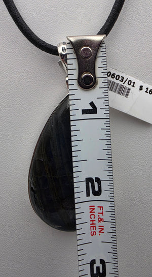 INDIA GEMS Labradorite/Sterling Silver Teardrop 2.75"Statement Pendant