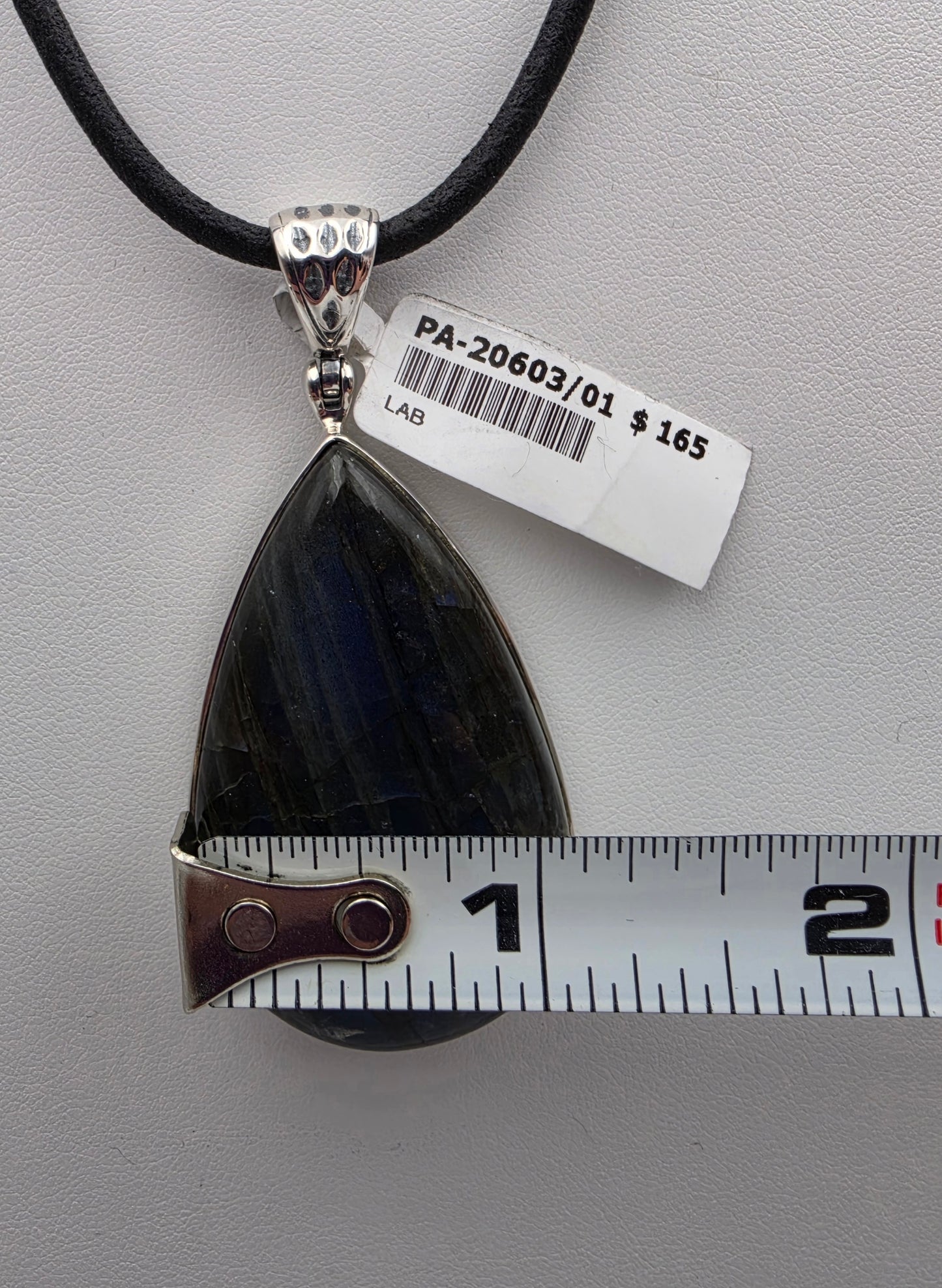INDIA GEMS Labradorite/Sterling Silver Teardrop 2.75"Statement Pendant