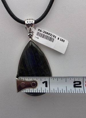 INDIA GEMS Labradorite/Sterling Silver Teardrop 2.75"Statement Pendant