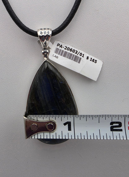 INDIA GEMS Labradorite/Sterling Silver Teardrop 2.75"Statement Pendant