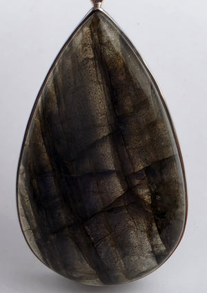 INDIA GEMS Labradorite/Sterling Silver Teardrop 2.75"Statement Pendant