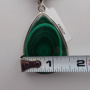 INDIA GEMS Malachite/Sterling Silver 2.75" Statement Pendant