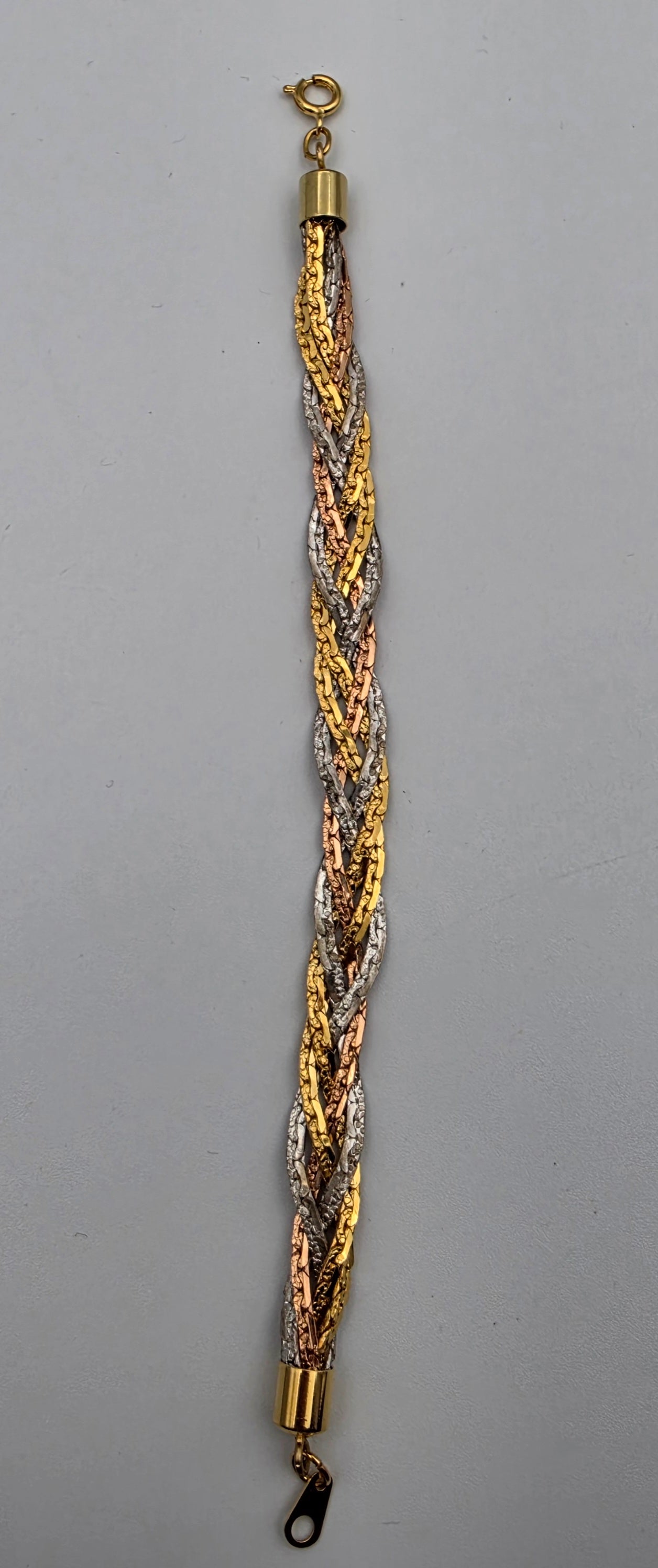 Tri-Gold Tone Braided 7.5" Vintage Bracelet