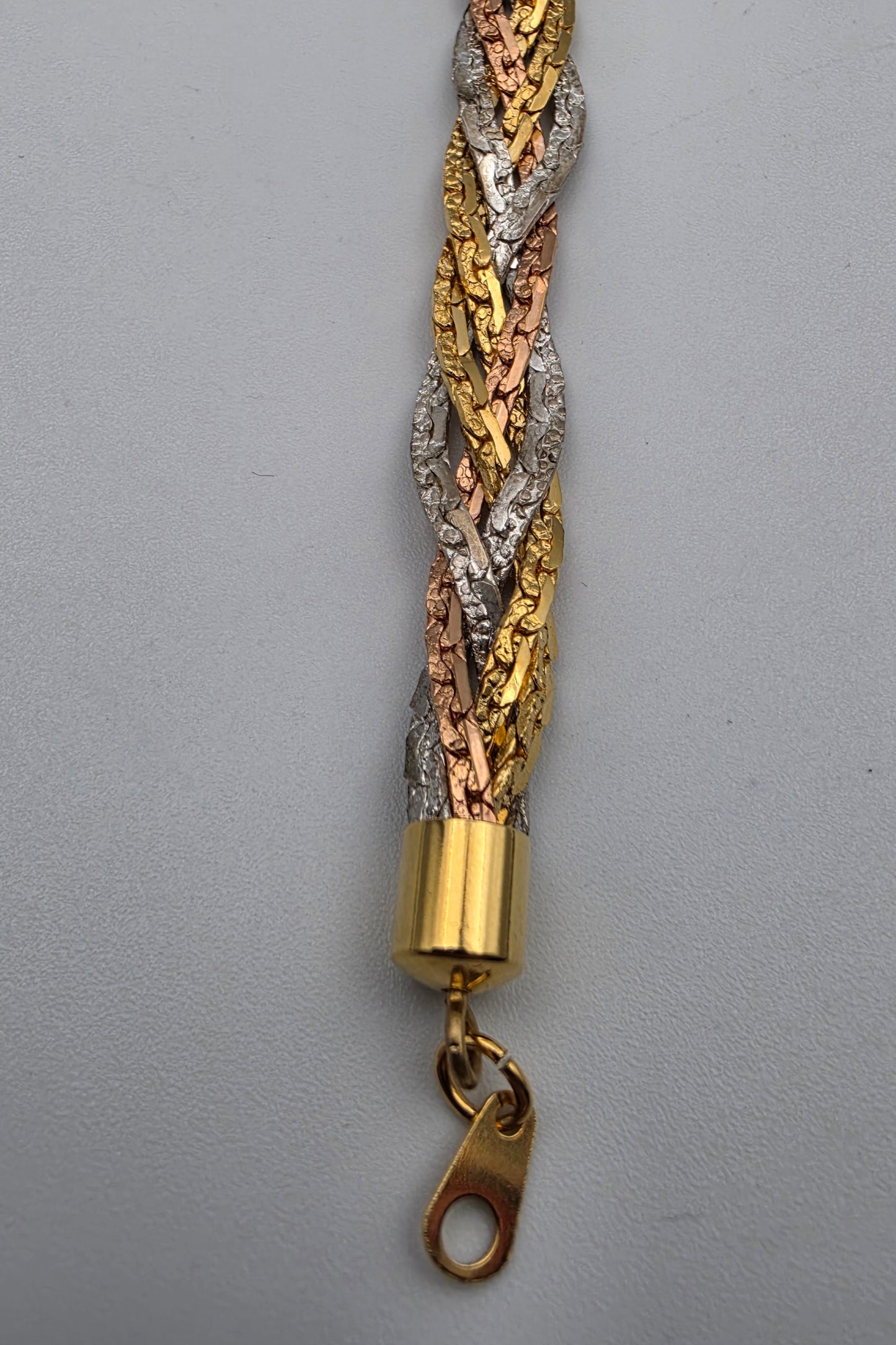 Tri-Gold Tone Braided 7.5" Vintage Bracelet