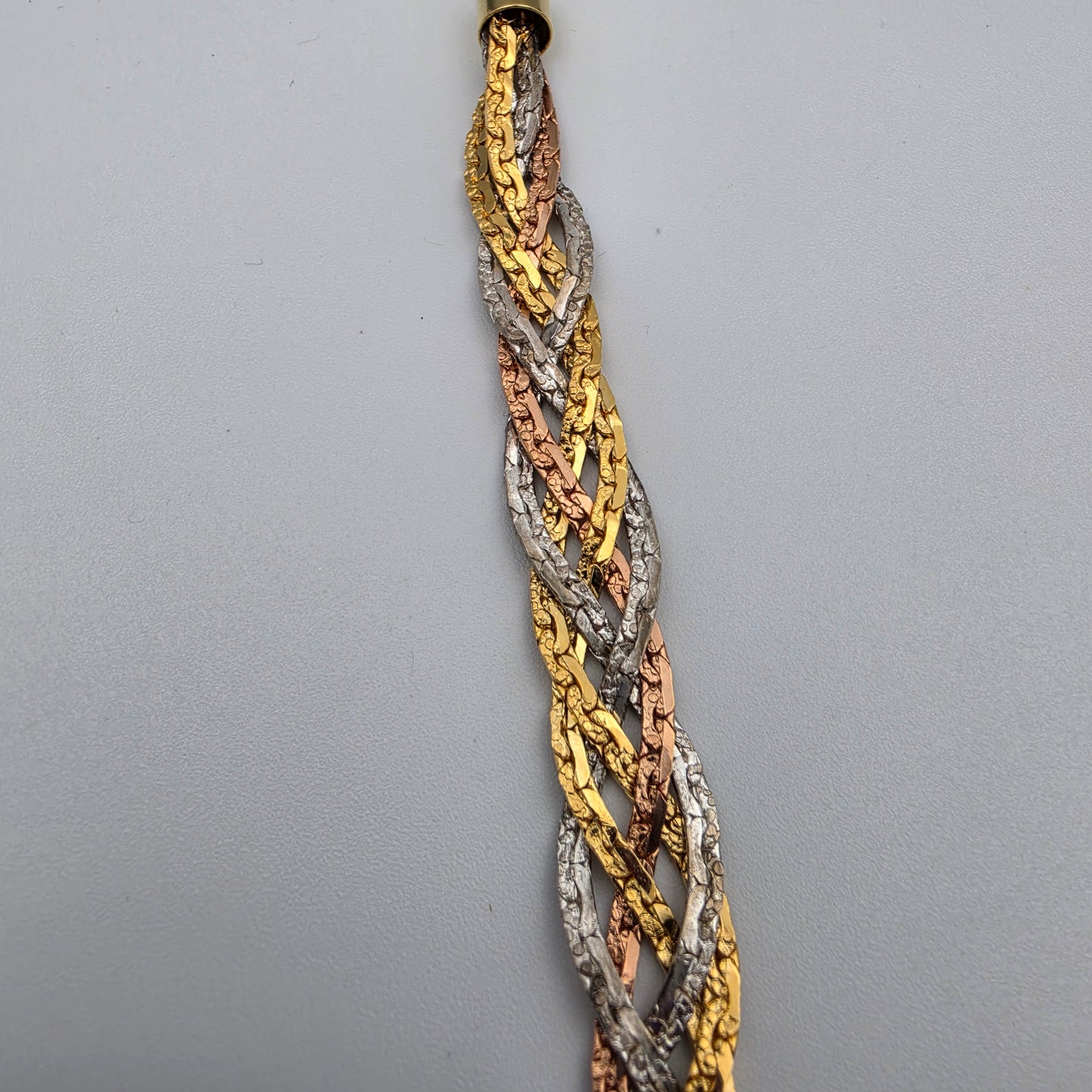 Tri-Gold Tone Braided 7.5" Vintage Bracelet