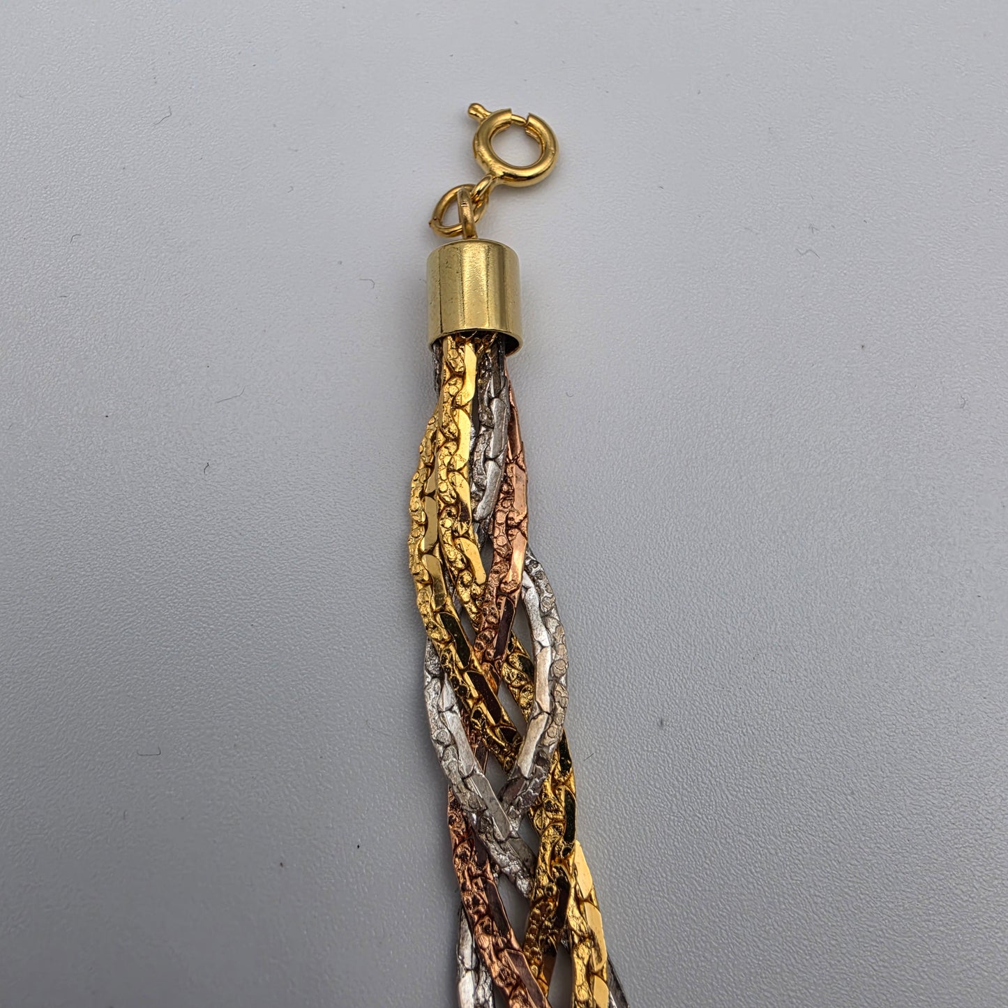 Tri-Gold Tone Braided 7.5" Vintage Bracelet