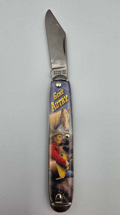 NOVELTY KNIFE CO. GENE AUTRY "Singing Cowboy" Stainless Steel Vintage 1990's Western Pocket Knife