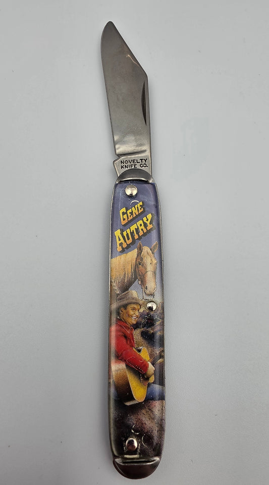 NOVELTY KNIFE CO. GENE AUTRY "Singing Cowboy" Stainless Steel Vintage 1990's Western Pocket Knife
