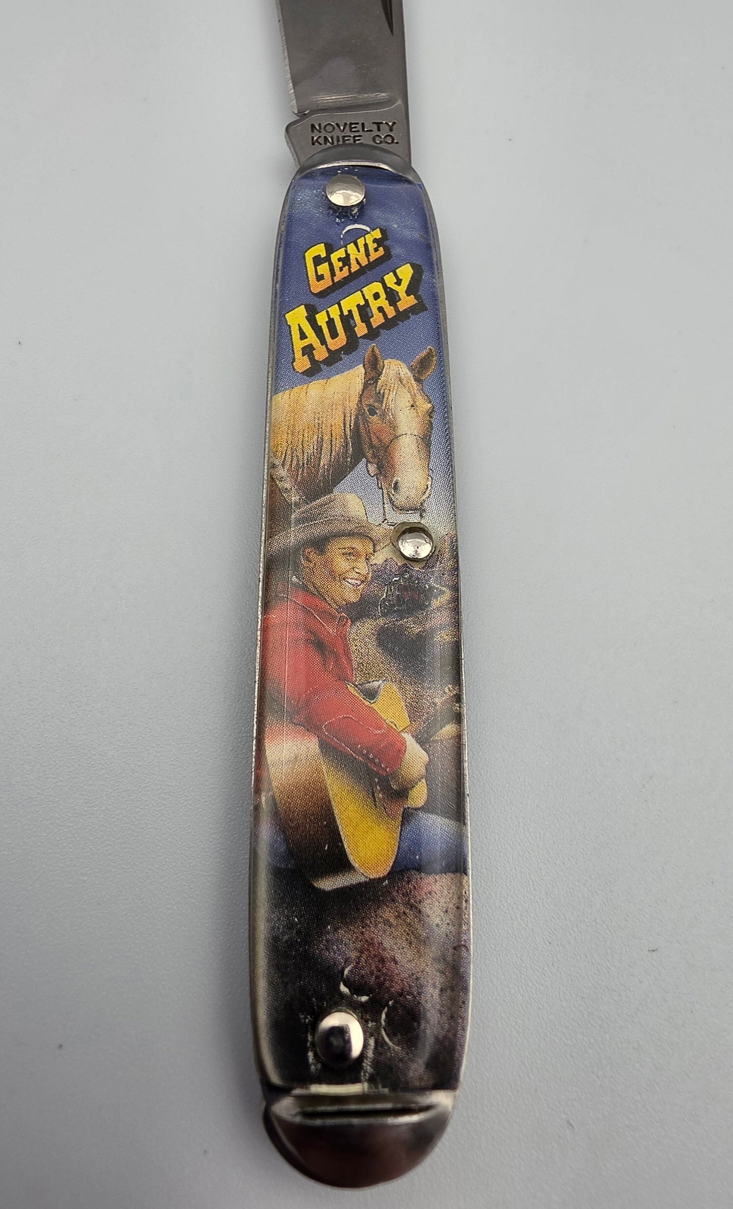 NOVELTY KNIFE CO. GENE AUTRY "Singing Cowboy" Stainless Steel Vintage 1990's Western Pocket Knife