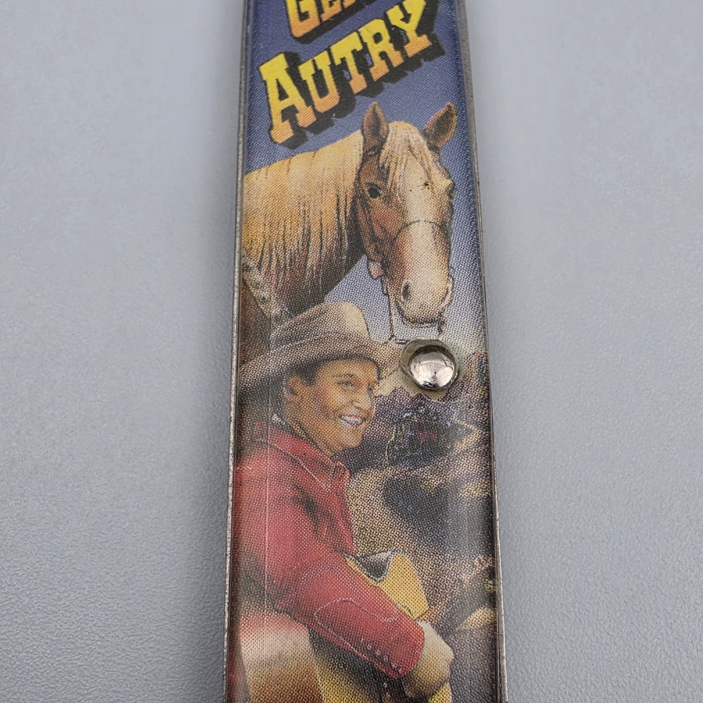 NOVELTY KNIFE CO. GENE AUTRY "Singing Cowboy" Stainless Steel Vintage 1990's Western Pocket Knife