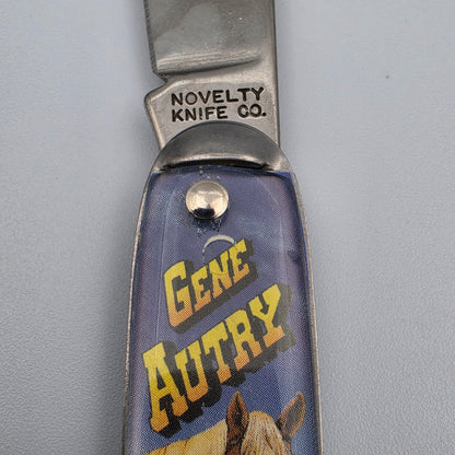 NOVELTY KNIFE CO. GENE AUTRY "Singing Cowboy" Stainless Steel Vintage 1990's Western Pocket Knife