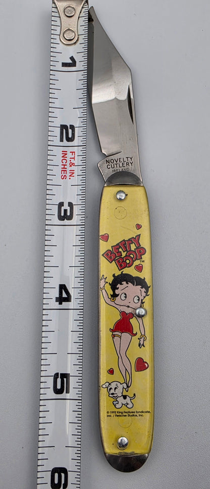 NOVELTY CUTLERY IRELAND BETTY BOOP Yellow Vintage 1992 Pocket Knife
