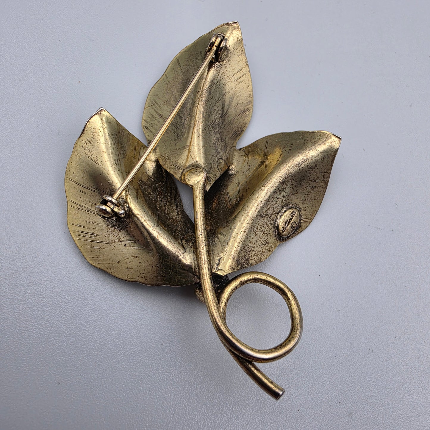 BOCCELINI Vintage 1960's Burnished Brass/3 Layered Leaves/2.75" Brooch