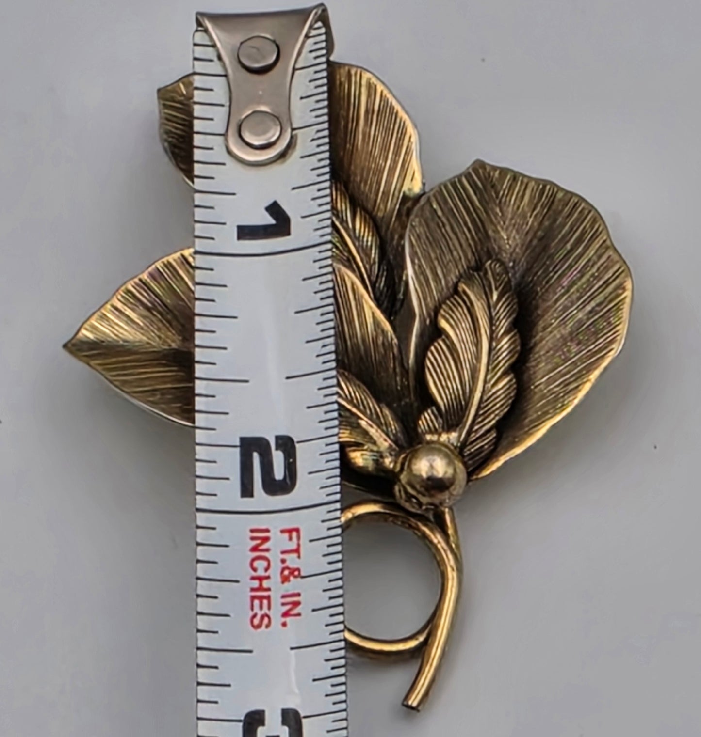 BOCCELINI Vintage 1960's Burnished Brass/3 Layered Leaves/2.75" Brooch