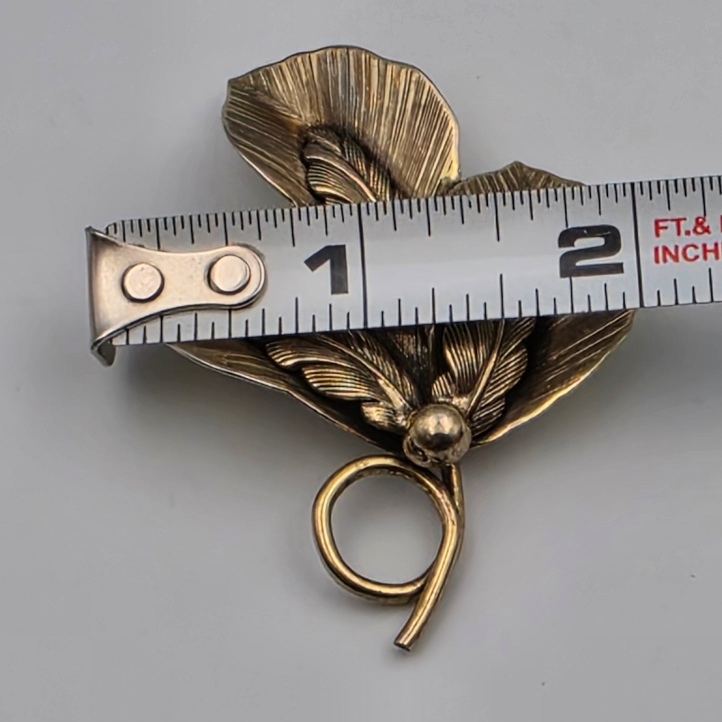 BOCCELINI Vintage 1960's Burnished Brass/3 Layered Leaves/2.75" Brooch
