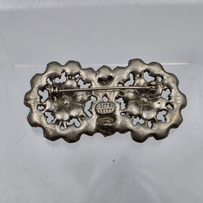 DOCTOR DRESS Signed Antique 1930'S Art Deco/Depression Glass/ Pot Metal 1" x 2.25" Brooch