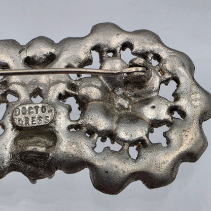 DOCTOR DRESS Signed Antique 1930'S Art Deco/Depression Glass/ Pot Metal 1" x 2.25" Brooch