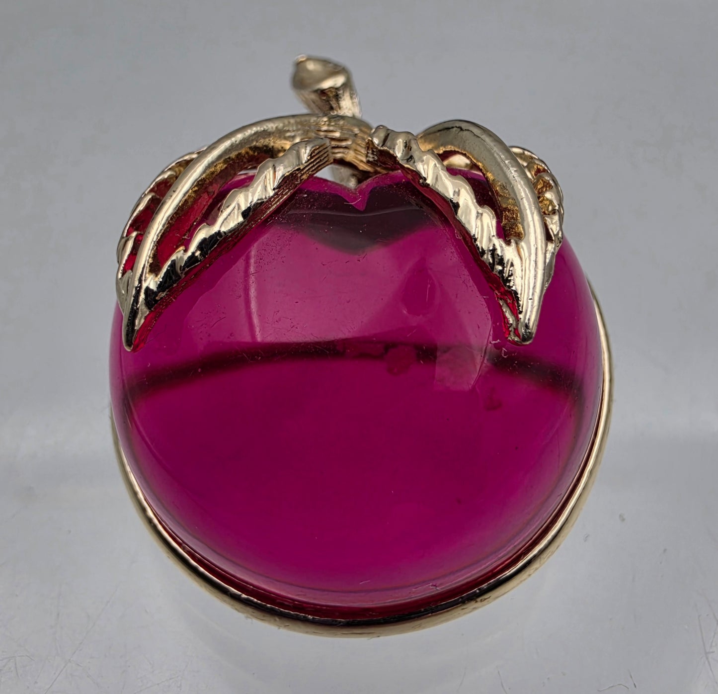 SARAH COVENTRY Vintage Gold Tone/Pink Jelly Belly Apple 1.5" Brooch