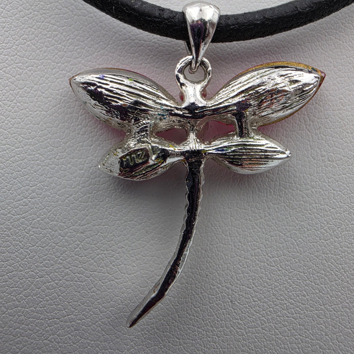 Swarovski Crystal/Two Tone Pink Rhinestone/Silver Tone Vintage Dragon Fly 1.5" Pendant