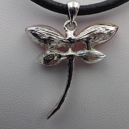 Swarovski Crystal/Two Tone Pink Rhinestone/Silver Tone Vintage Dragon Fly 1.5" Pendant