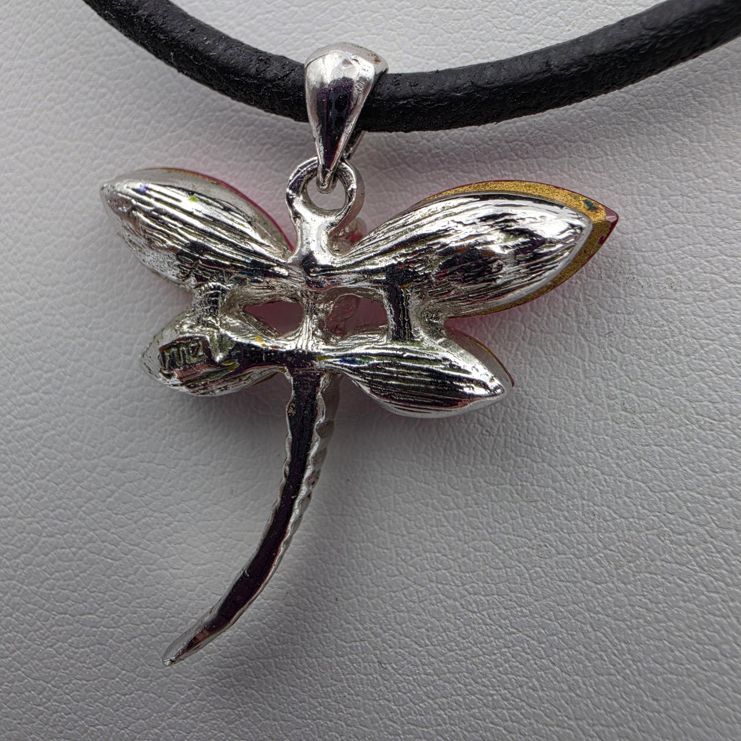 Swarovski Crystal/Two Tone Pink Rhinestone/Silver Tone Vintage Dragon Fly 1.5" Pendant