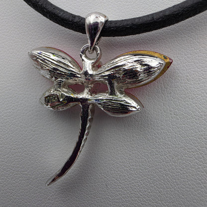 Swarovski Crystal/Two Tone Pink Rhinestone/Silver Tone Vintage Dragon Fly 1.5" Pendant