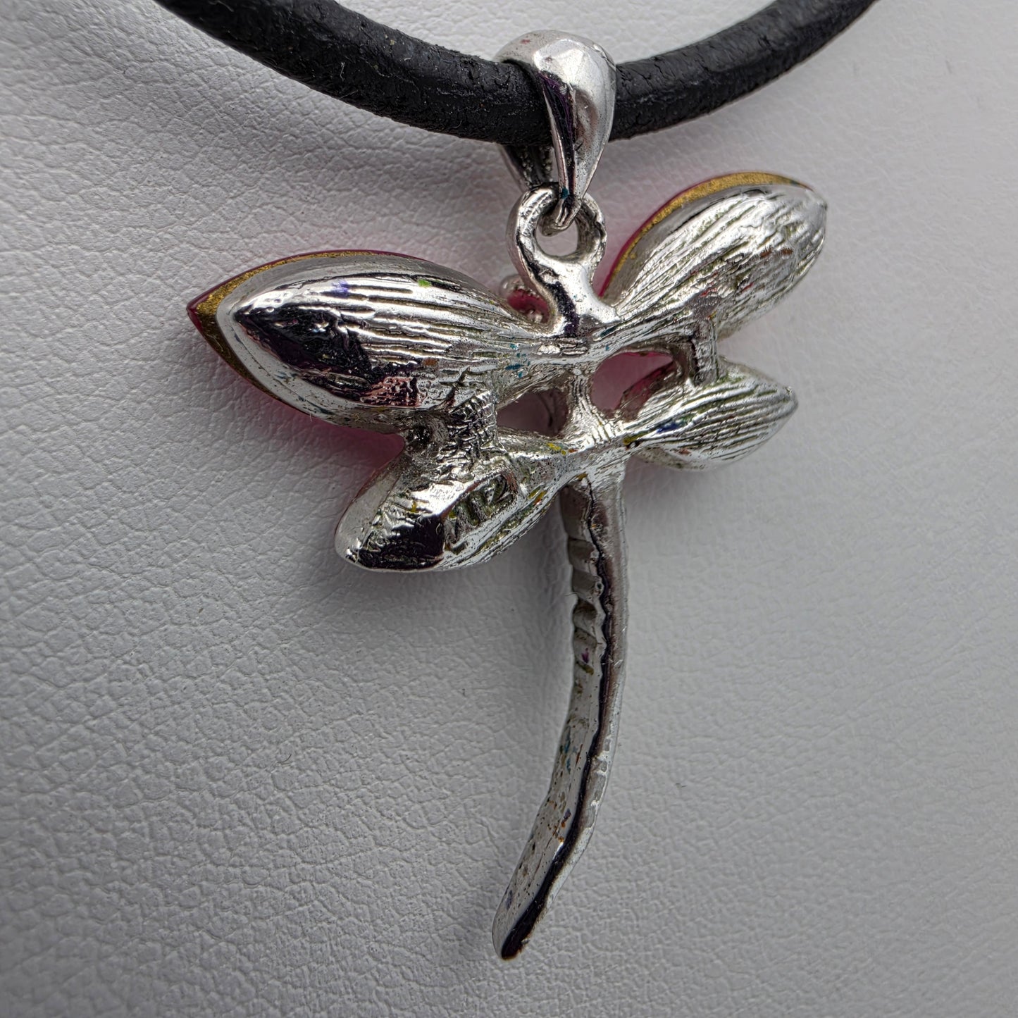 Swarovski Crystal/Two Tone Pink Rhinestone/Silver Tone Vintage Dragon Fly 1.5" Pendant
