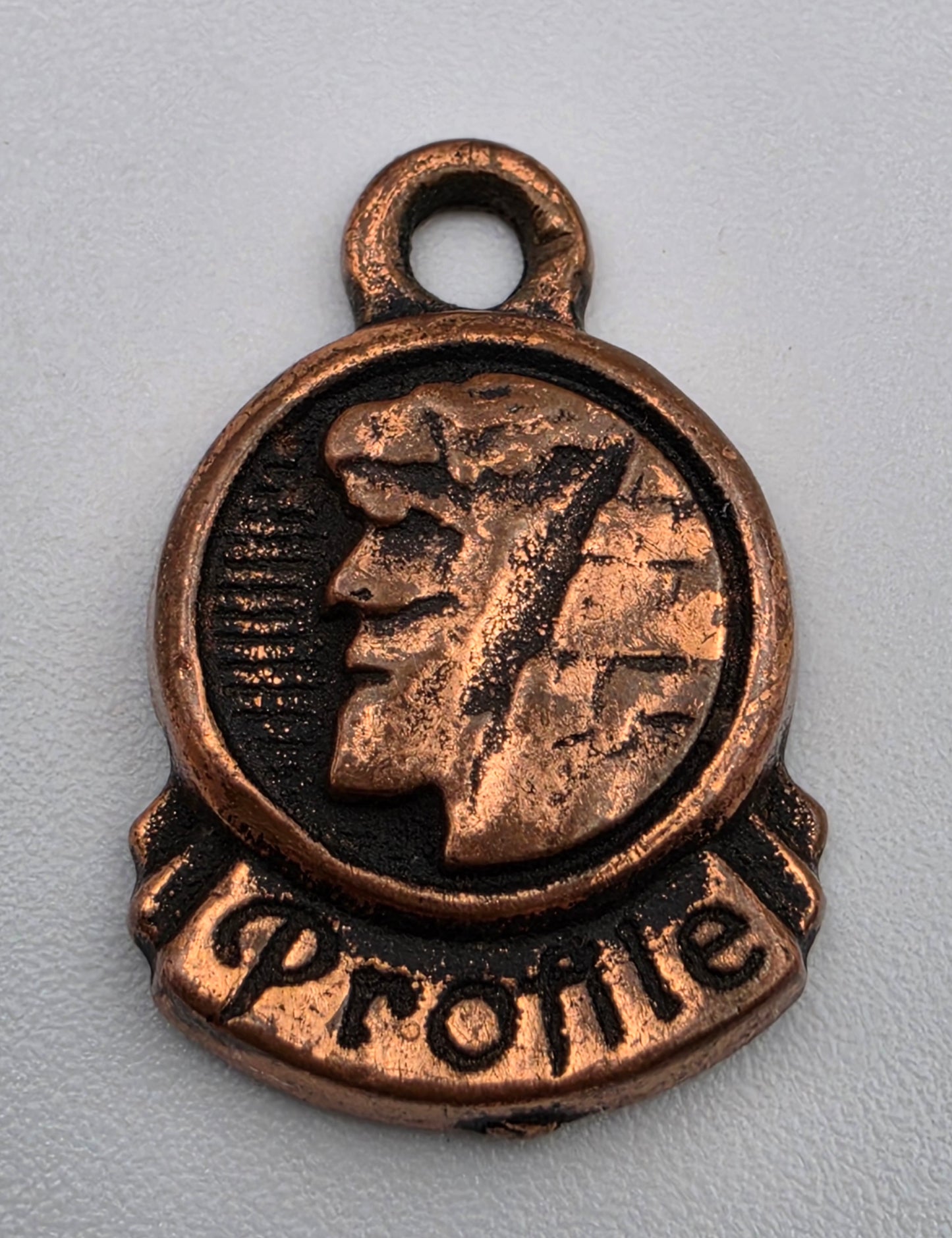 ROYCE NY Vintage 1940's- 1950's "Old Man Of The Mountain" Copper Plated .75" Zipper Pull/Charm