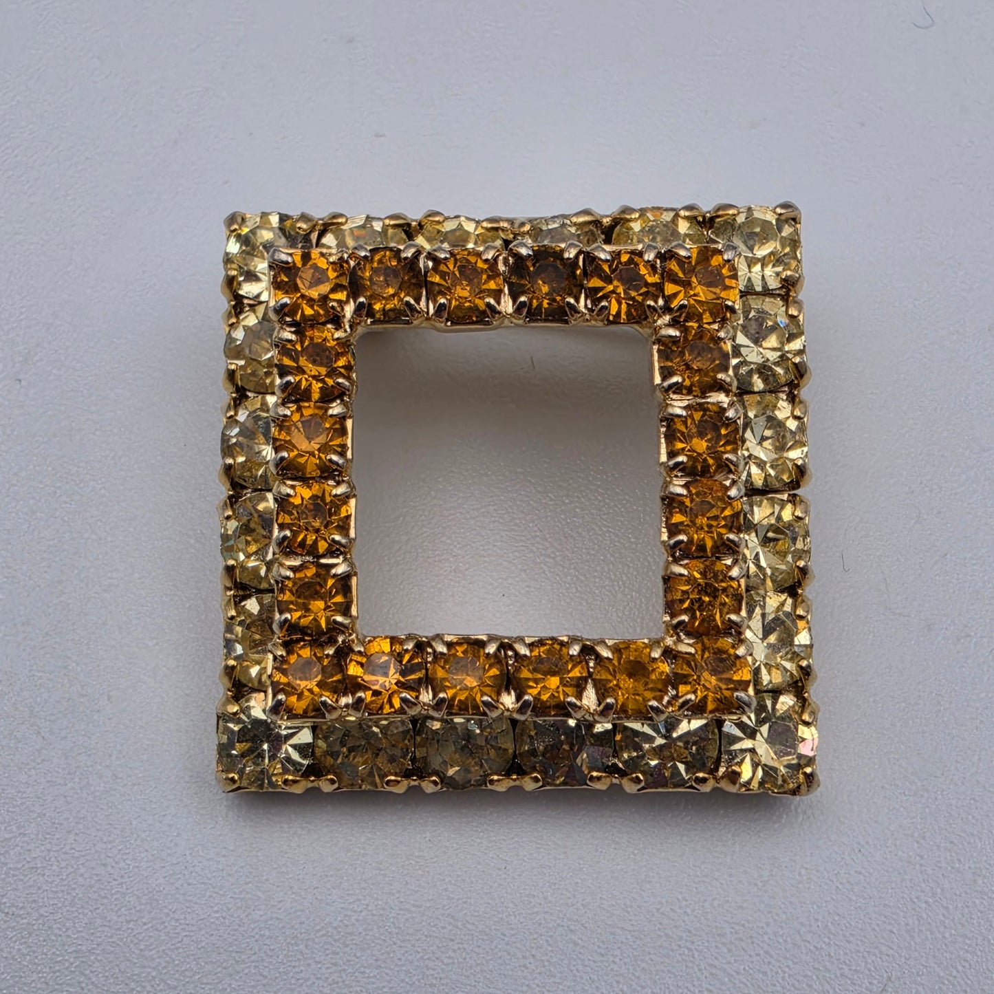 1960"s Geometric 2 Tiered/Orange/Yellow/Vintage 1" Square Brooch