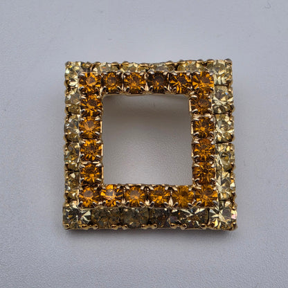 1960"s Geometric 2 Tiered/Orange/Yellow/Vintage 1" Square Brooch