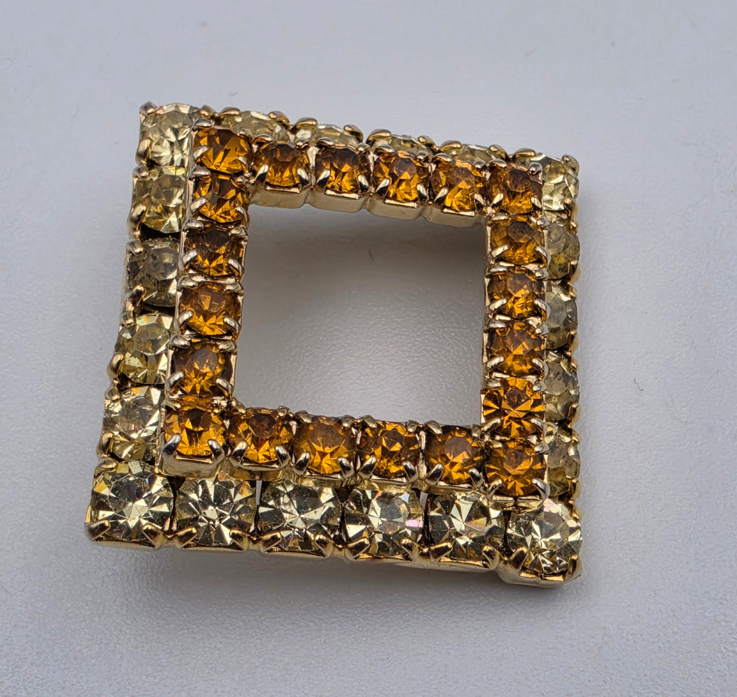 1960"s Geometric 2 Tiered/Orange/Yellow/Vintage 1" Square Brooch