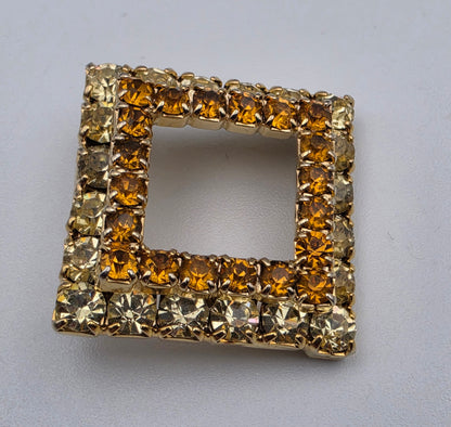 1960"s Geometric 2 Tiered/Orange/Yellow/Vintage 1" Square Brooch