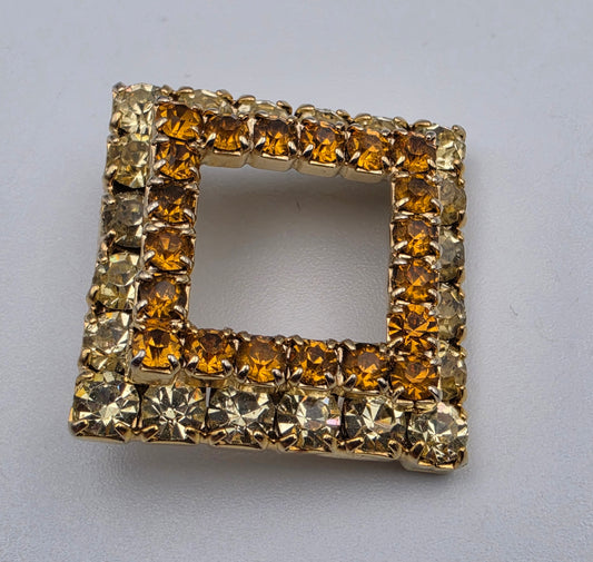 1960"s Geometric 2 Tiered/Orange/Yellow/Vintage 1" Square Brooch