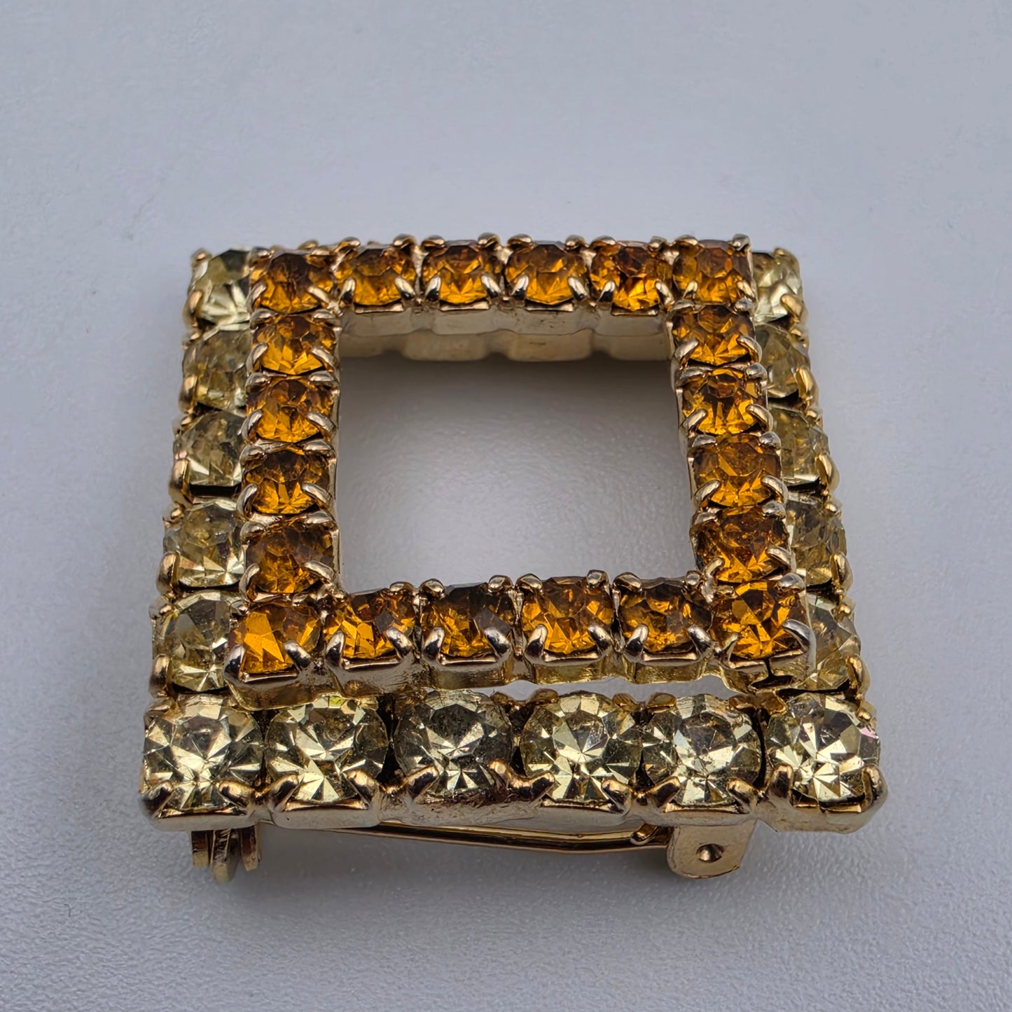 1960"s Geometric 2 Tiered/Orange/Yellow/Vintage 1" Square Brooch