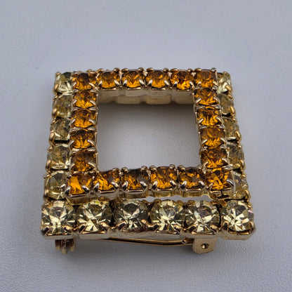 1960"s Geometric 2 Tiered/Orange/Yellow/Vintage 1" Square Brooch