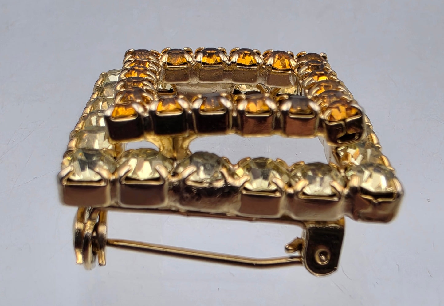 1960"s Geometric 2 Tiered/Orange/Yellow/Vintage 1" Square Brooch