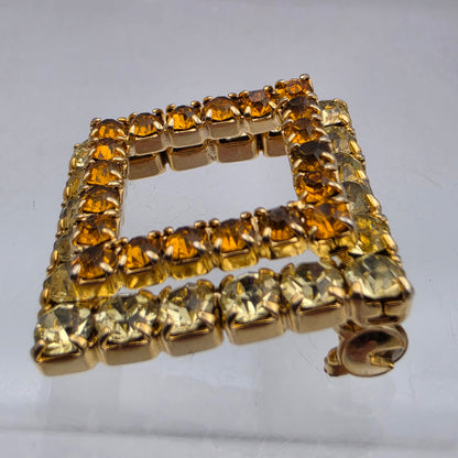 1960"s Geometric 2 Tiered/Orange/Yellow/Vintage 1" Square Brooch