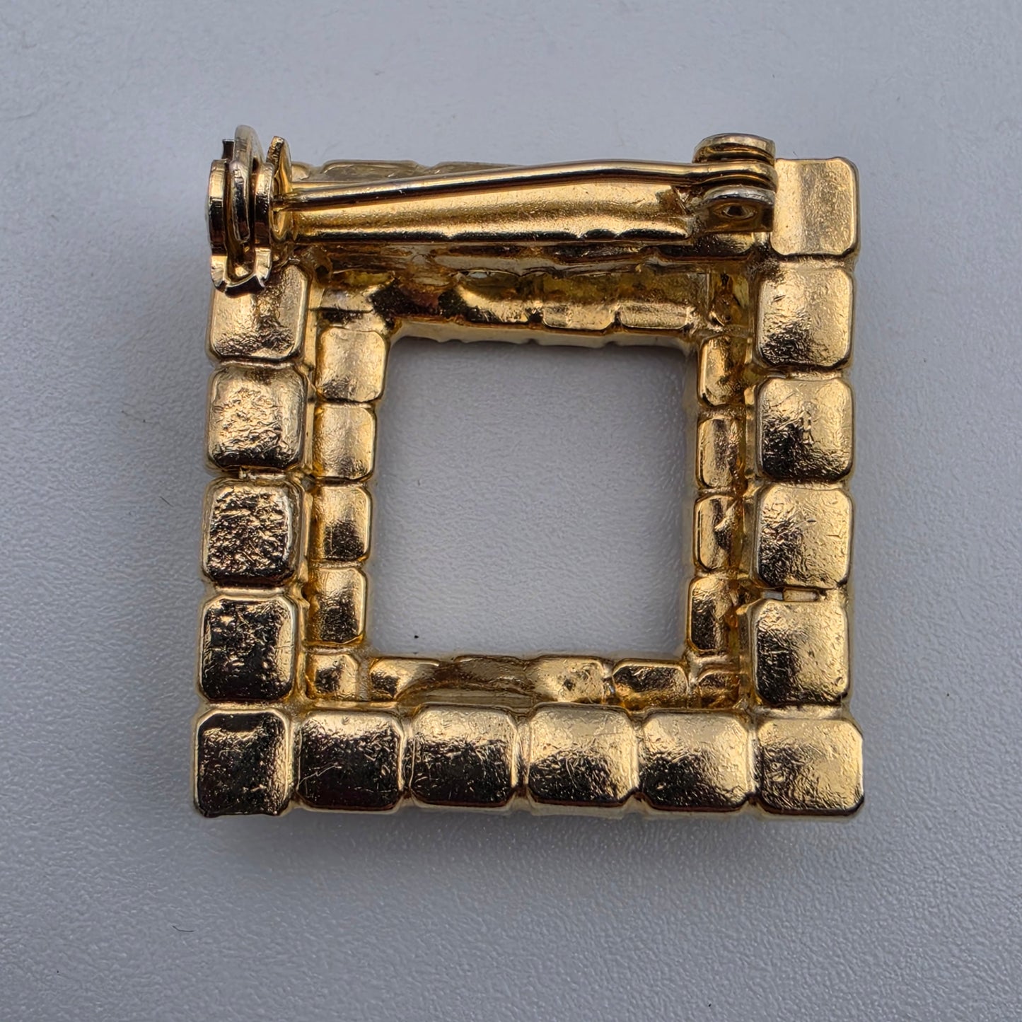 1960"s Geometric 2 Tiered/Orange/Yellow/Vintage 1" Square Brooch