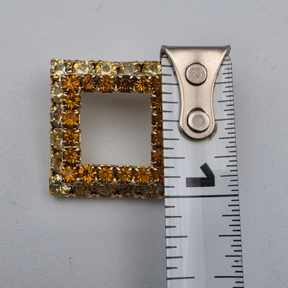 1960"s Geometric 2 Tiered/Orange/Yellow/Vintage 1" Square Brooch