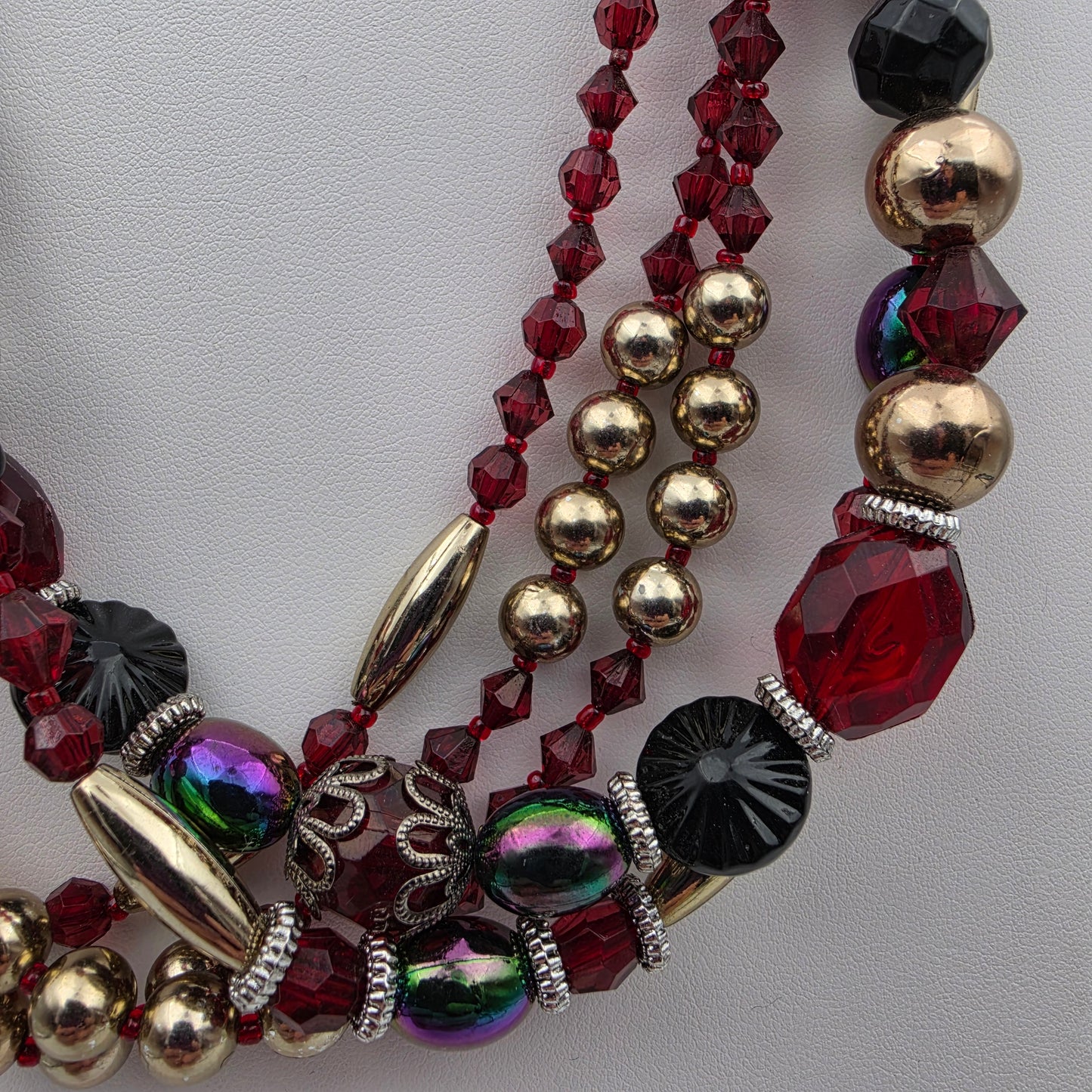 ALI KAHN NEW YORK Aurora Borealis/Crystal/Acrylic Multi Layer Vintage 17"- 21" Adjustable Necklace
