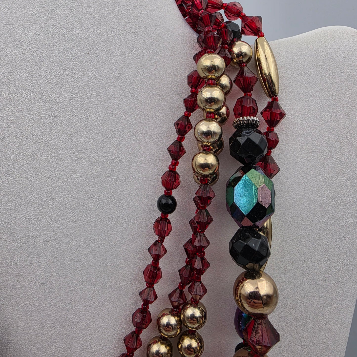 ALI KAHN NEW YORK Aurora Borealis/Crystal/Acrylic Multi Layer Vintage 17"- 21" Adjustable Necklace