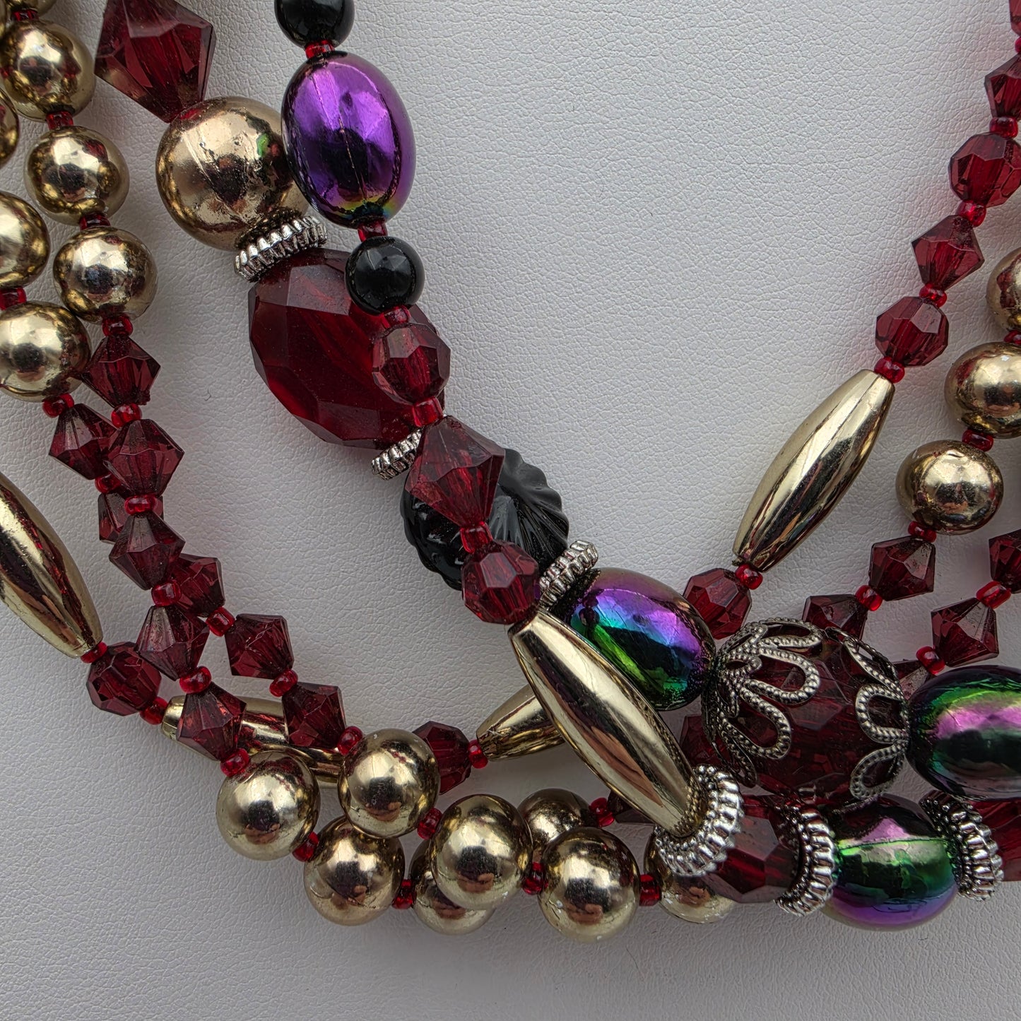 ALI KAHN NEW YORK Aurora Borealis/Crystal/Acrylic Multi Layer Vintage 17"- 21" Adjustable Necklace