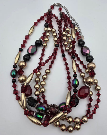 ALI KAHN NEW YORK Aurora Borealis/Crystal/Acrylic Multi Layer Vintage 17"- 21" Adjustable Necklace
