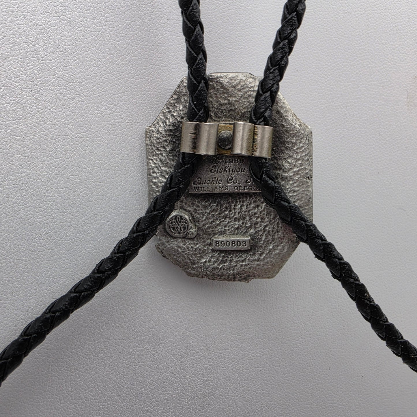 SISKIYOU Pewter Eagle/Black Braided Leather Bolo