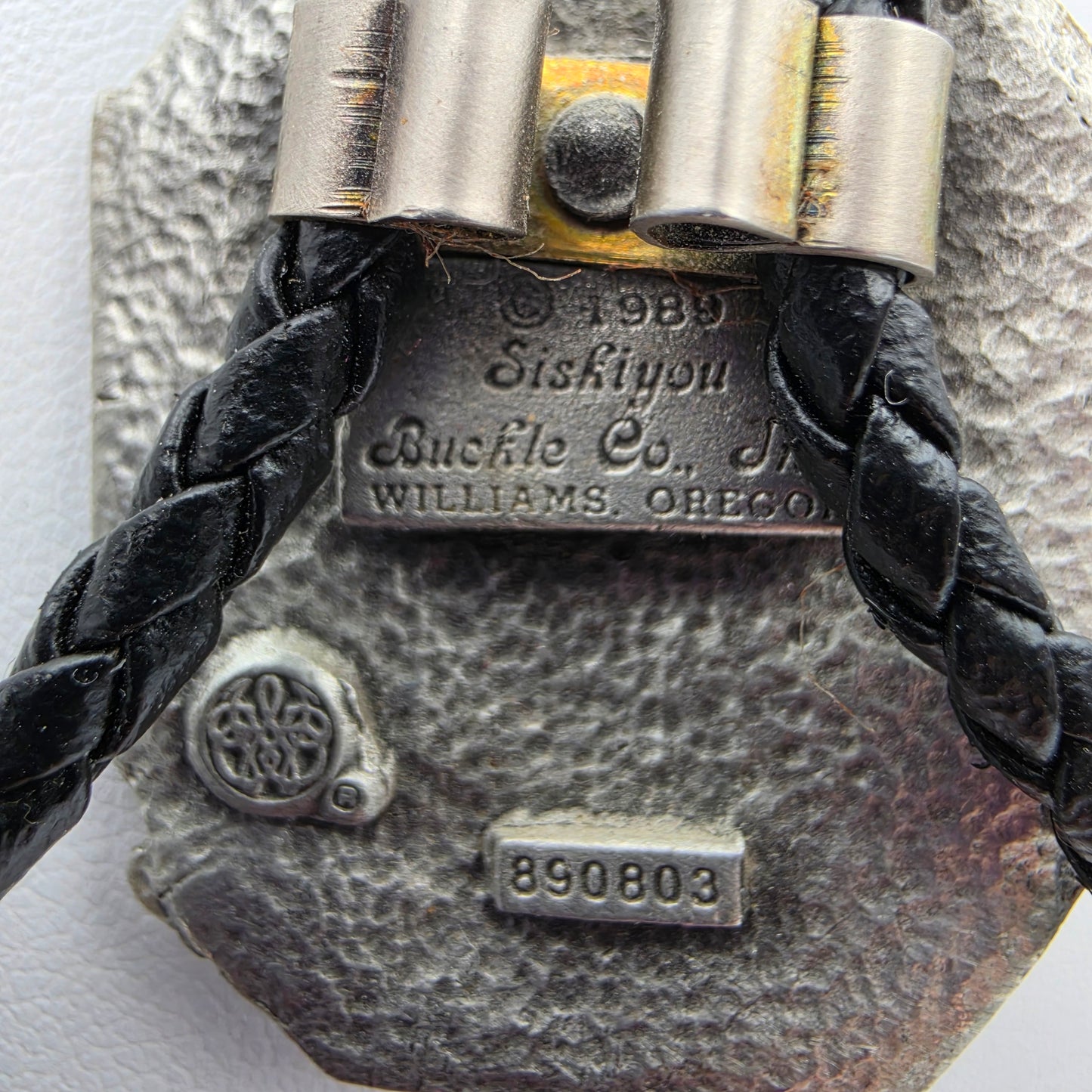 SISKIYOU Pewter Eagle/Black Braided Leather Bolo
