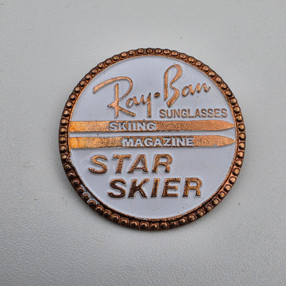 RAY BAN Vintage Star Skier Campaign/White Enamel Inlay Promotional Lapel/Hat Pin