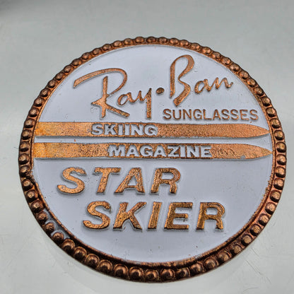 RAY BAN Vintage Star Skier Campaign/White Enamel Inlay Promotional Lapel/Hat Pin